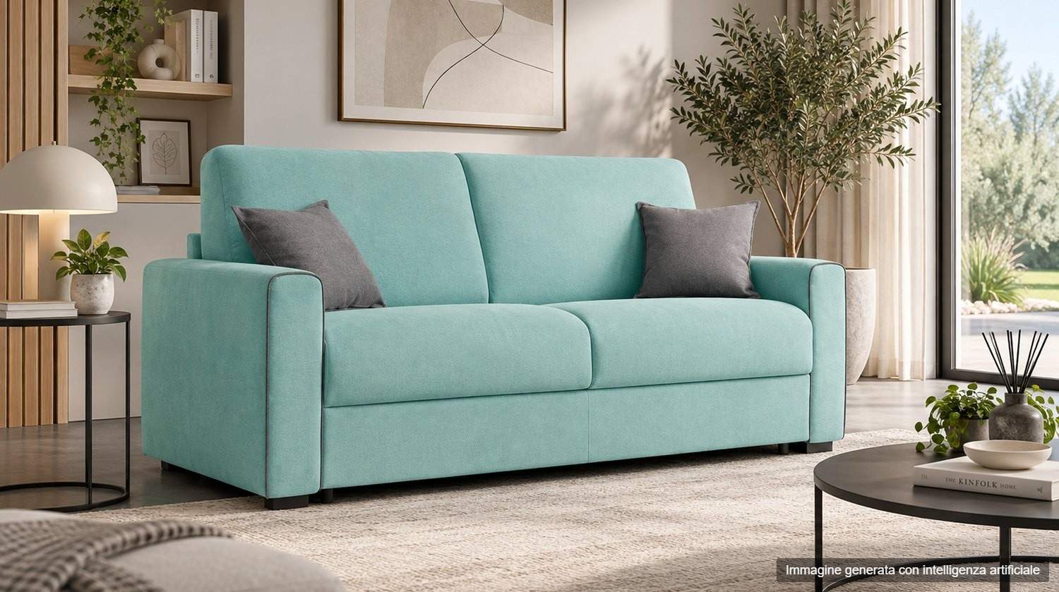 Divano letto Sogno Mint in soggiorno